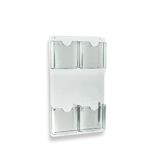 Four-Pocket Trifold Wall Mount Brochure Holder, PK2
